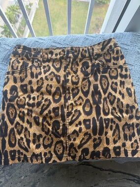 Tripp NYC Leopard Print Mini Skirt in Gold and Black